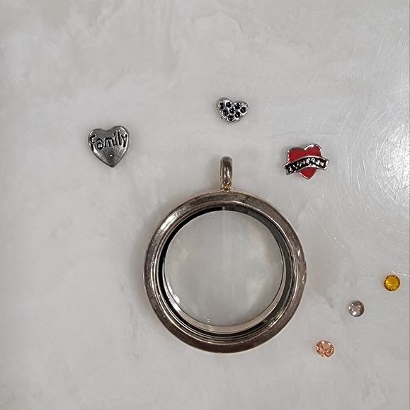 Jewelry - Locket with Three Charms and Three Crystals